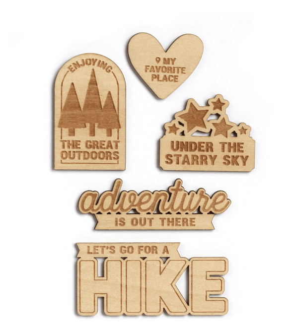 Scrapbooking  Elles Studio The Great Outdoors Wood Veneers Embellishments