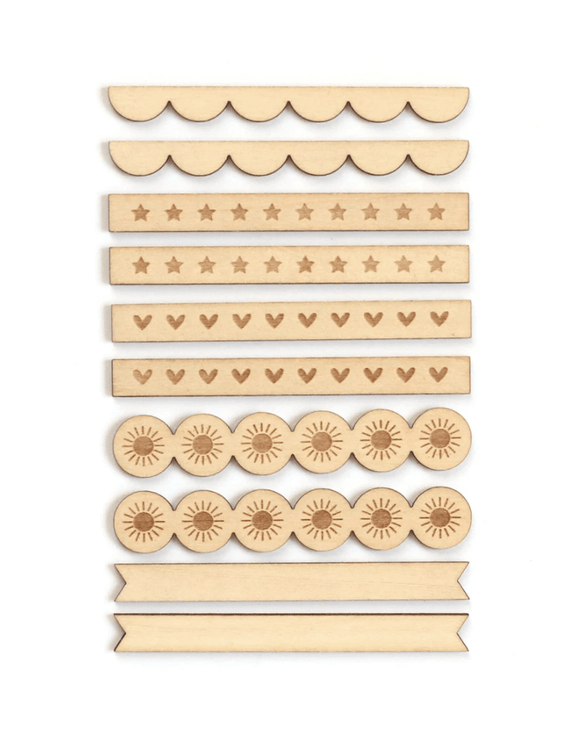 Scrapbooking  Elles Studio Wood Veneer Borders Embellishments