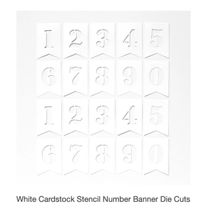 Scrapbooking  Elles Studio - White Cardstock Stencil Number Banner Die Cuts Ephemera
