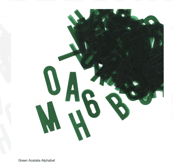 Scrapbooking  Elles Studio - Green Acetate Alphabet kit