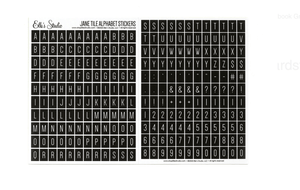 Scrapbooking  Elles Studio - Jane Tile Alphabet Cardstock Stickers - Black kit