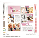 Scrapbooking  Elles Studio - Jane Tile Alphabet Cardstock Stickers - Pink kit