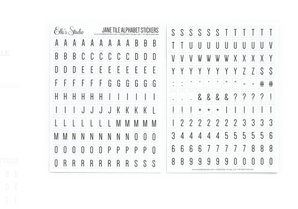 Scrapbooking  Elles Studio - Jane Tile Alphabet Stickers kit