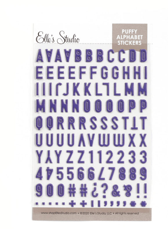 Scrapbooking  Elles Studio - Purple Puffy Alphabet Stickers kit