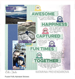 Scrapbooking  Elles Studio - Purple Puffy Alphabet Stickers kit