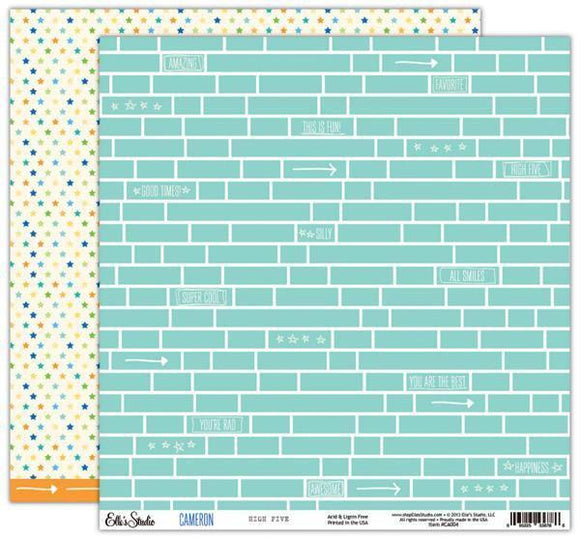 Scrapbooking  Cameron  High Five Paper 12x12 Double Sided Paper 12