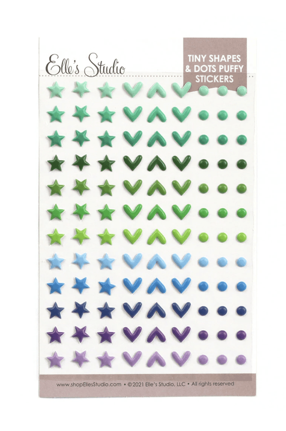 Scrapbooking  Elles Studio - Tiny Shapes and Dots Puffy Stickers - Cool Tones Puffy Stickers