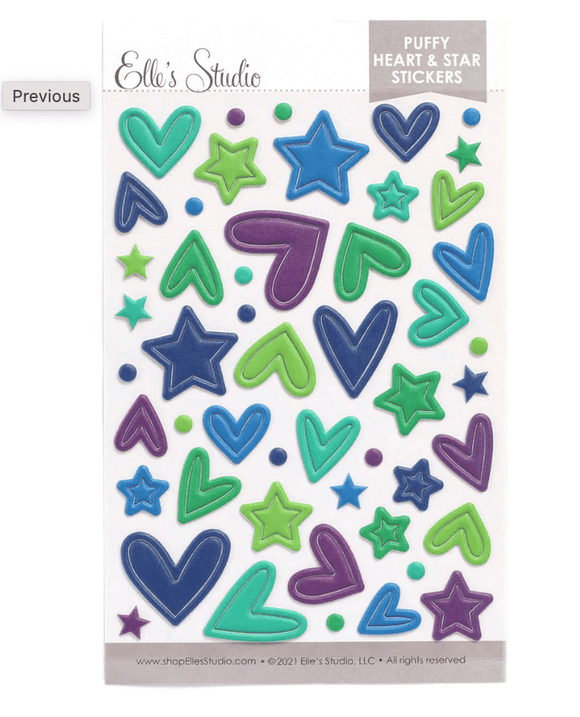 Scrapbooking  Elles Studio Cool Puffy Heart and Star Stickers stickers