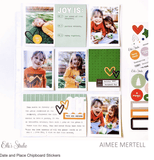 Scrapbooking  Elles Studio Date and Place Chipboard Stickers stickers