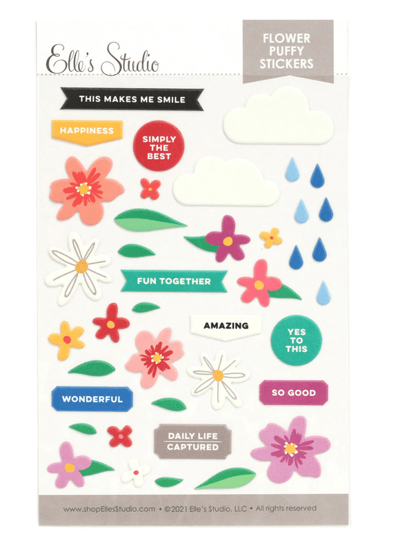 Scrapbooking  Elles Studio Flower Puffy Stickers stickers