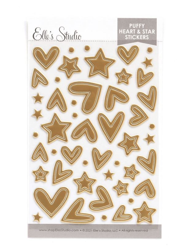 Scrapbooking  Elles Studio - Gold Puffy Heart and Star Stickers stickers