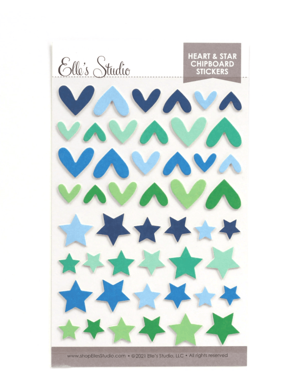 Scrapbooking  Elles Studio Heart and Star Chipboard Stickers - Cool stickers