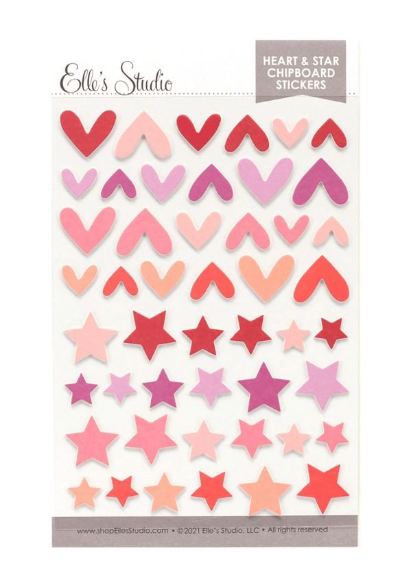 Scrapbooking  Elles Studio - Heart and Star Chipboard Stickers - Warm stickers