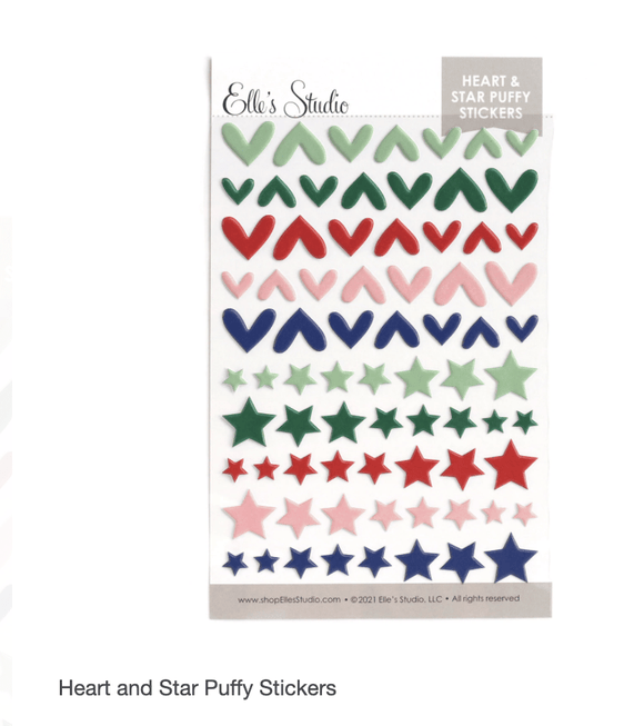 Scrapbooking  Elles Studio Heart and Star Puffy Stickers Paper Pad