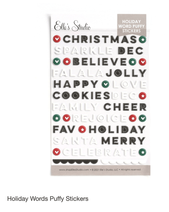 Scrapbooking  Elles Studio Holiday Words Puffy Stickers stickers