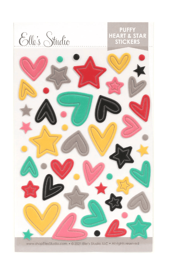 Scrapbooking  Elles Studio Magical Memories Puffy Heart and Star Stickers stickers