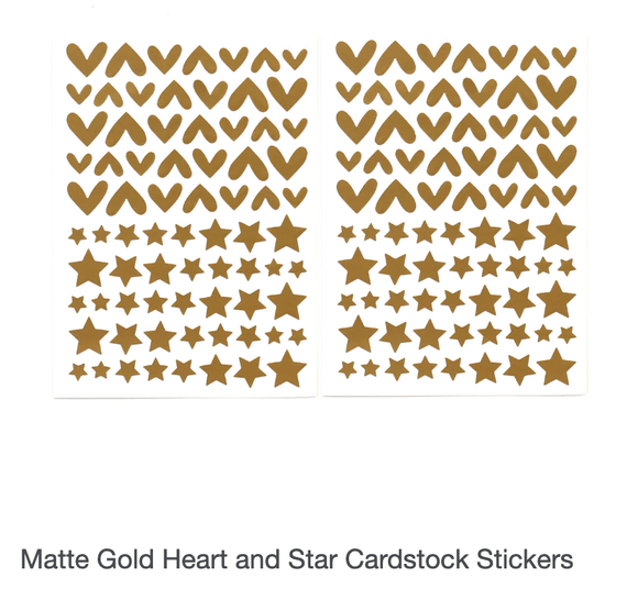 Scrapbooking  Elles Studio Matte Gold Heart and Star Cardstock Stickers stickers