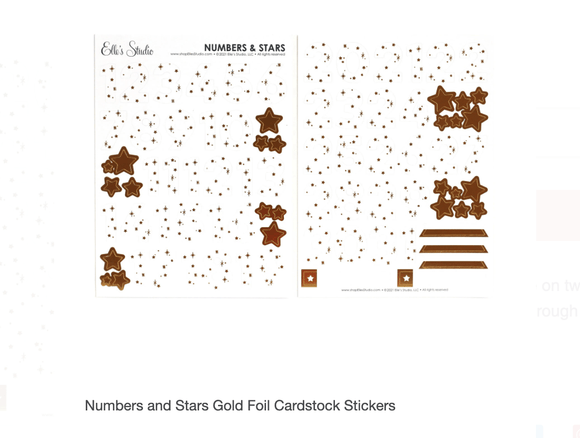 Scrapbooking  Elles Studio Numbers and Stars Gold Foil Cardstock Stickers stickers