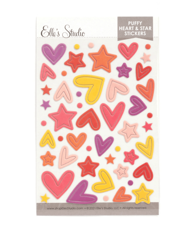 Scrapbooking  Elles Studio Puffy Warm Heart & Star Stickers stickers