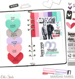 Scrapbooking  Elles Studio Tiny Valentine Hearts and Stars Puffy Stickers stickers