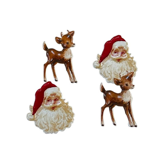 Scrapbooking  Eyelet Outlet Shape Brads 12/Pkg Santa & Deer Embellishments