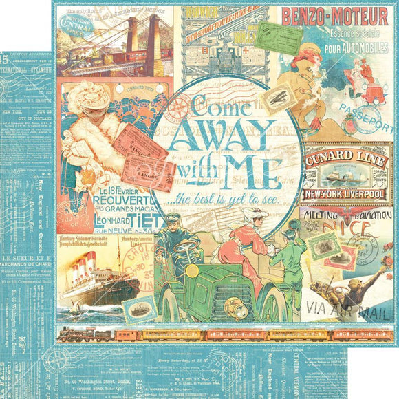 Scrapbooking  Come With Me Come Away with Me Paper 12x12 Paper 12
