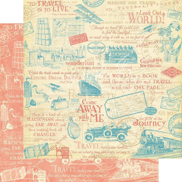 Scrapbooking  Come With Me Wanderlust Paper 12x12 Paper 12