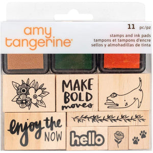 Scrapbooking  Amy Tangerine Slice Of Life -Wooden Stamps & Ink Pads 11pk Paper 12"x12"