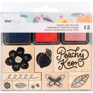 Scrapbooking  Dear Lizzy  Wooden Stamps & Ink Pads 12pk Paper 12"x12"