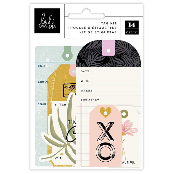 Scrapbooking  Heidi Swapp Old School Tag Set 14/Pkg W/Cotton Cording stickers