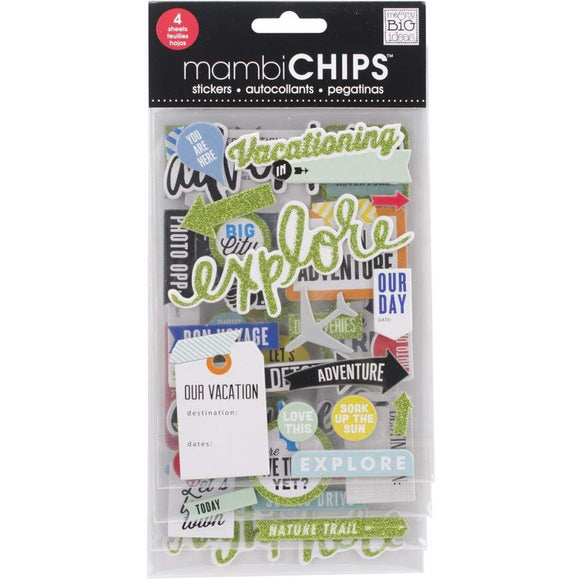 Scrapbooking  Me & My Big Ideas Chipboard Value Pack Vacation, 65/Pkg chipboards