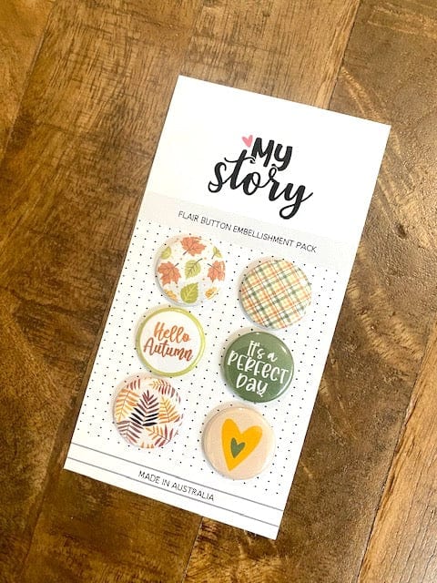 Scrapbooking  My Story Autumn Flair Button Collection 6pk Embellishments