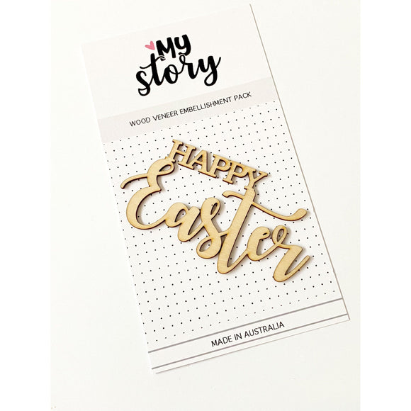 Scrapbooking  My Story Happy Easter Wood Veneer Embellishments