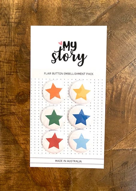 Scrapbooking  My Story Star Mix Flair Button Collection 6pk Embellishments