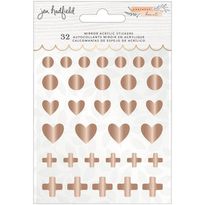 Scrapbooking  Jen Hadfield Peaceful Heart Mirror Acrylic Stickers 32/Pkg Embellishments