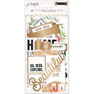 Scrapbooking  Jen Hadfield The Avenue Ephemera Cardstock Die-Cuts 40/Pkg Phrase/Acetate W/Foil Accents ephemera