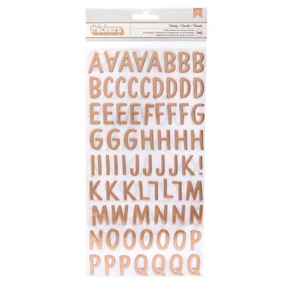 Scrapbooking  Jen Hadfield - This Is Family, Family Alpha Thickers Stickers - Copper Foil Ephemera