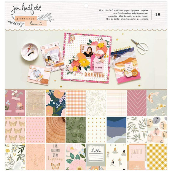 Scrapbooking  American Crafts Jen Hadfield Peaceful Heart Single-Sided Paper Pad 12