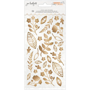 Scrapbooking  Jen Hadfield Peaceful Heart Puffy Stickers 31/Pkg Leaf W/Gold Foil stickers