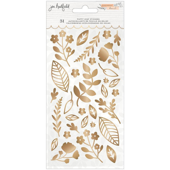 Scrapbooking  Jen Hadfield Peaceful Heart Puffy Stickers 31/Pkg Leaf W/Gold Foil stickers