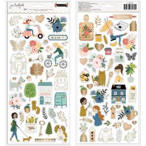 Scrapbooking  Jen Hadfield The Avenue Cardstock Stickers 6"X12" 80/Pkg Icons W/Foil Accents Stickers