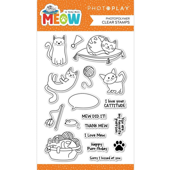 Scrapbooking  PhotoPlay Photopolymer Clear Stamps Meow stamps