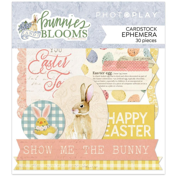 Scrapbooking  Photoplay Bunnies & Blooms Ephemera Cardstock Die-Cuts 30pk Ephemera