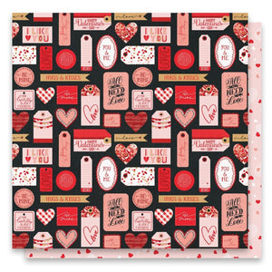 Scrapbooking  Photoplay Cupid's Sweetheart Cafe Double-Sided Cardstock 12"X12" - Sweetheart Tags Paper 12"x12"