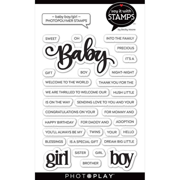 Scrapbooking  PhotoPlay Say It With Stamps Photopolymer Stamps Baby Boy/Girl stamps