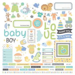 Scrapbooking  Hush Little Baby Stickers 12"X12" Baby Boy Elements stickers