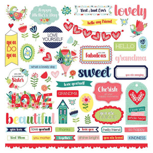 Scrapbooking  Photoplay Cherish Stickers 12"X12" Elements stickers