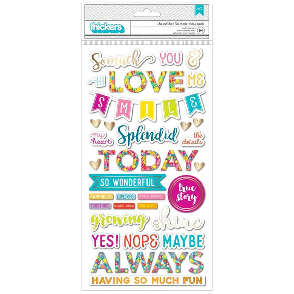 Scrapbooking  Paige Evans Splendid Thickers Stickers This & That Phrase Alphas
