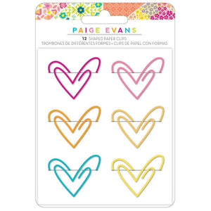 Scrapbooking  Paige Evans Splendid Paper Clips 12/Pkg Heart Embellishments