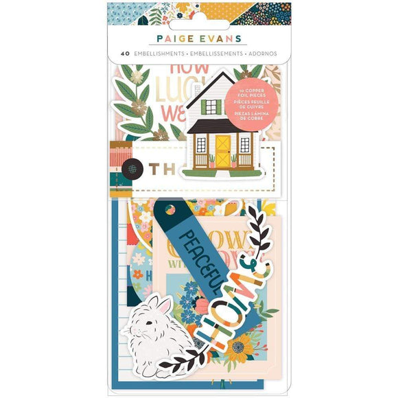 Scrapbooking  Paige Evans Bungalow Lane Ephemera Cardstock Die-Cuts Icons W/Copper Foil Accents ephemera